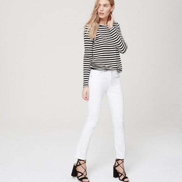 LOFT Modern Kick Crop Fit Skinny Jeans in White - Picture 2 of 7